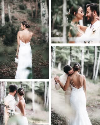 Gelin ve damat doğal yürüyüş anı