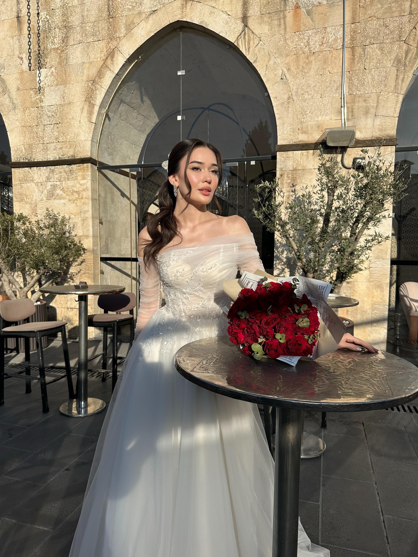 “Ankara Dreamon Bridals A kesim dantel kollu gelinlik modeli”