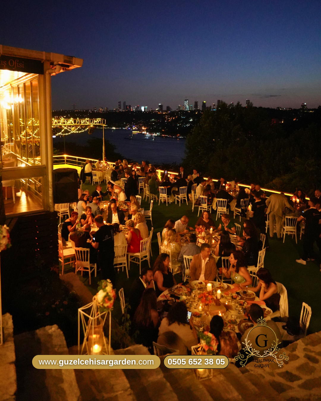 Boğaz manzarasında akşam düğün daveti Güzelcehisar Garden