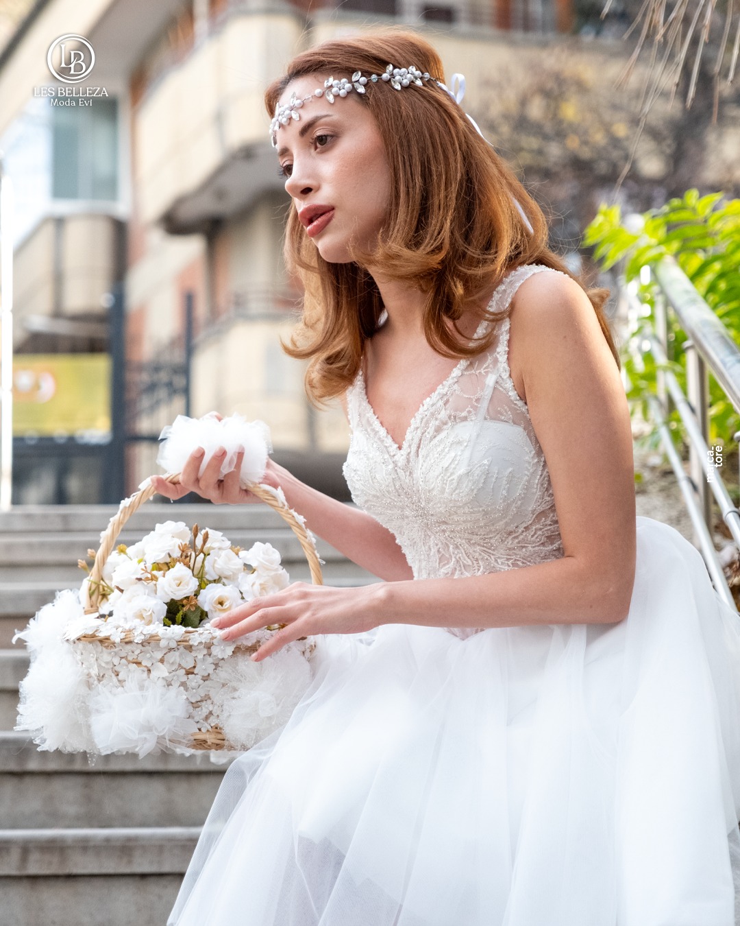 Nikâh ve düğün için romantik tül etekli gelinlik Les Belleza Moda Evi Ankara