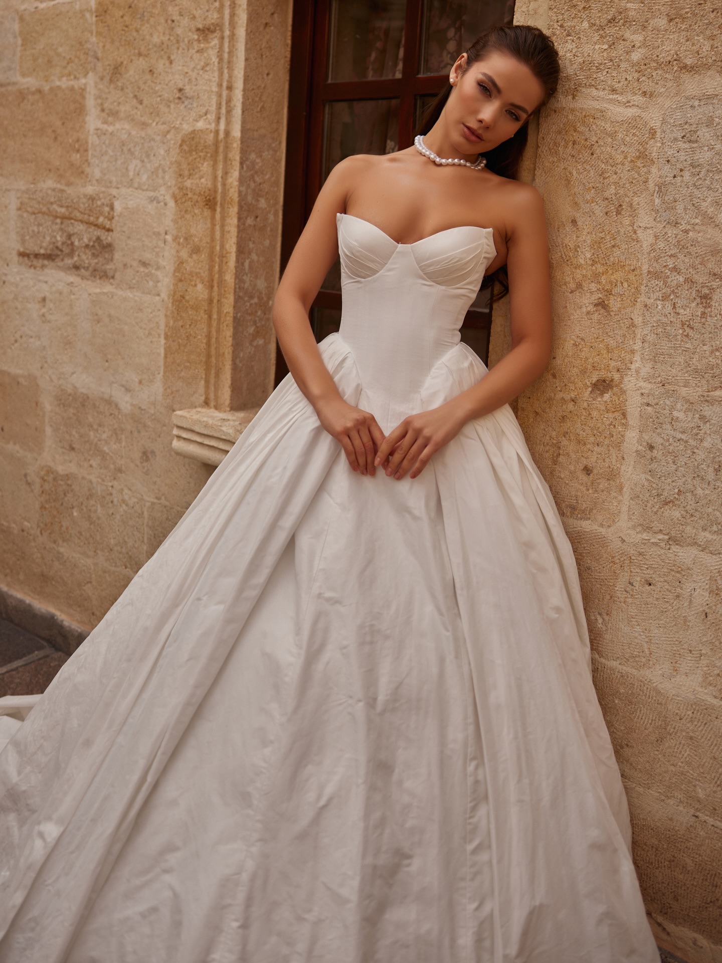 Straplez kalp yaka korseli prenses gelinlik – Mediha Cambaz Bridal İstanbul gelinlik modeli