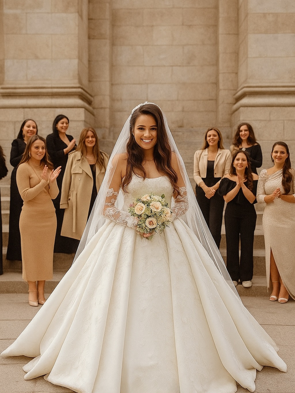 Kırık beyaz prenses gelinlik siluet analizi