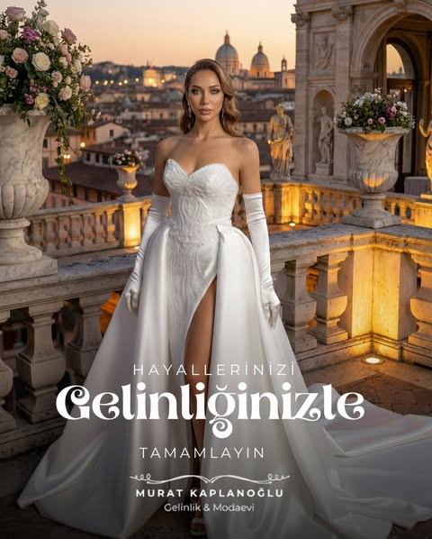 Modern A kesim gelinlik özel dikim detay