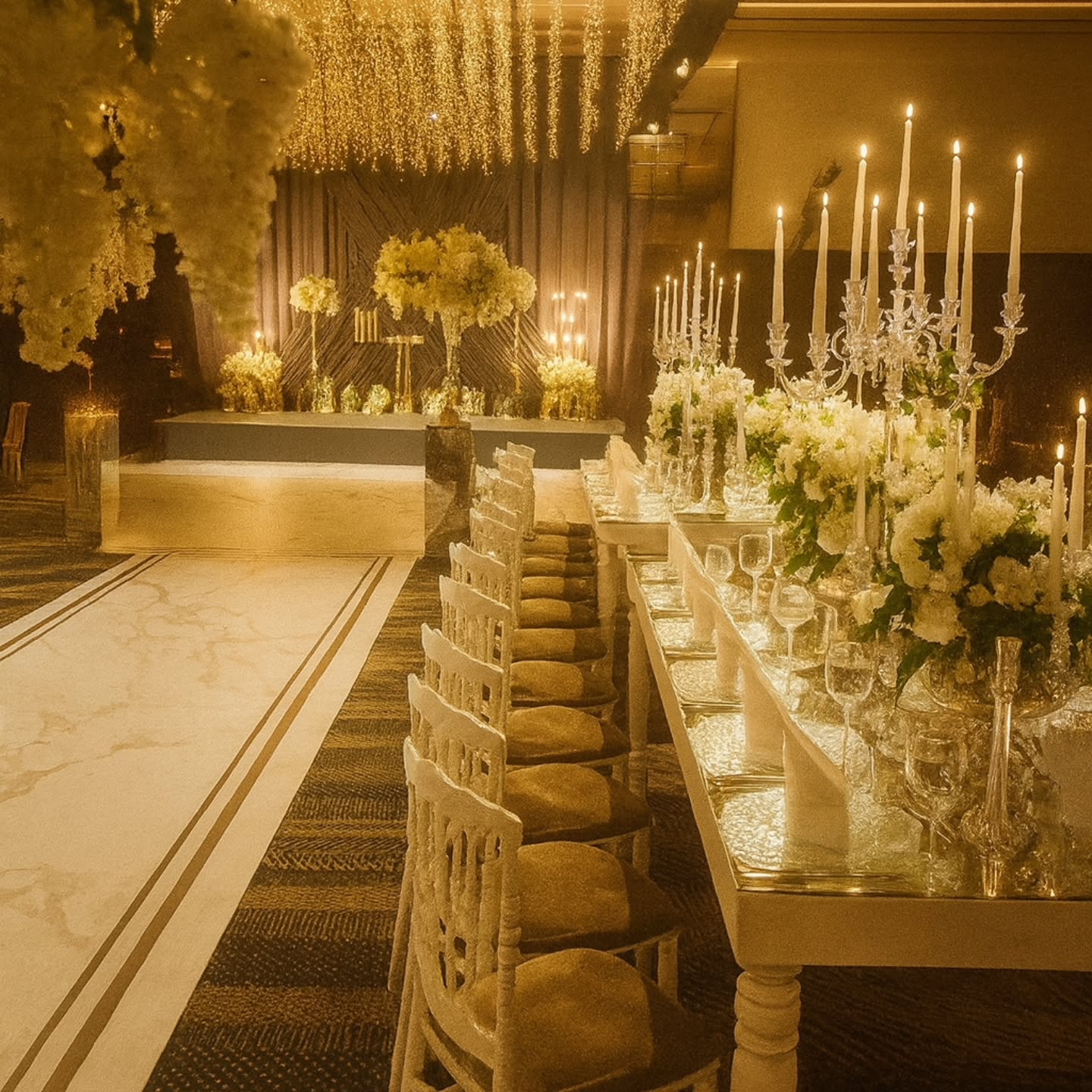 Kına gecesi organizasyonu mum ve çiçek dekorasyonu