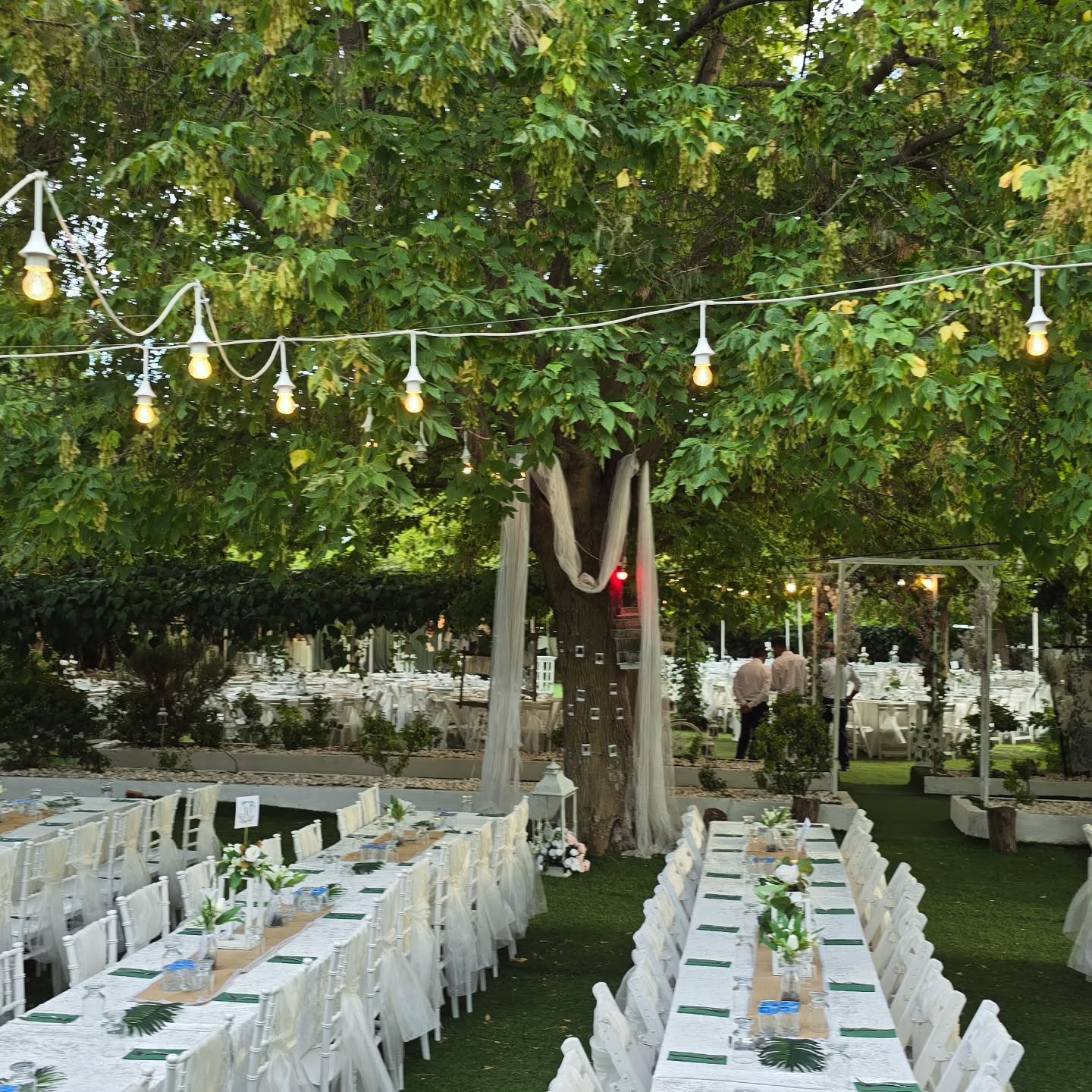 Sohbet Garden beyaz sandalyeli düğün alanı