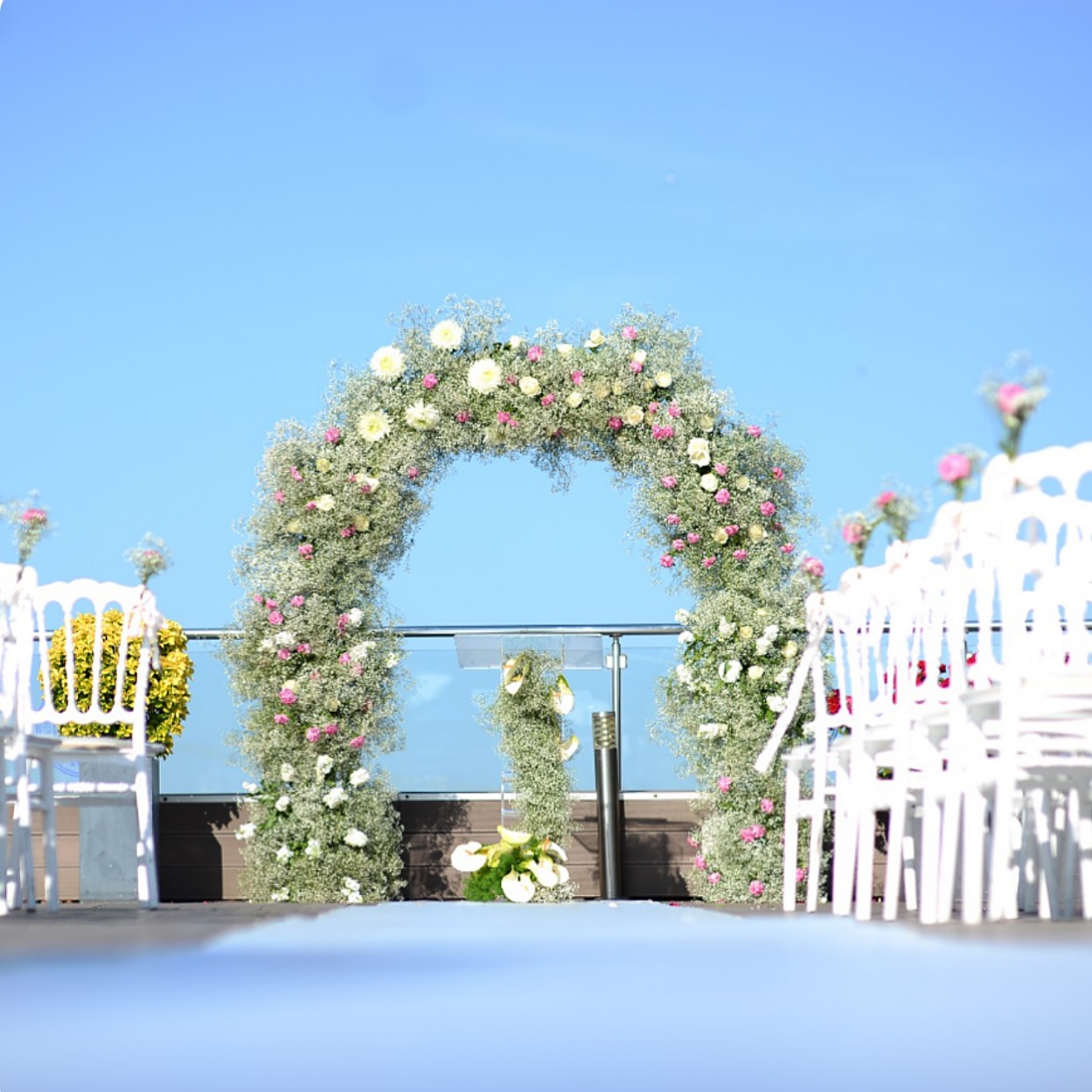 Teras 212 Beşiktaş boğaz manzaralı düğün masa düzeni