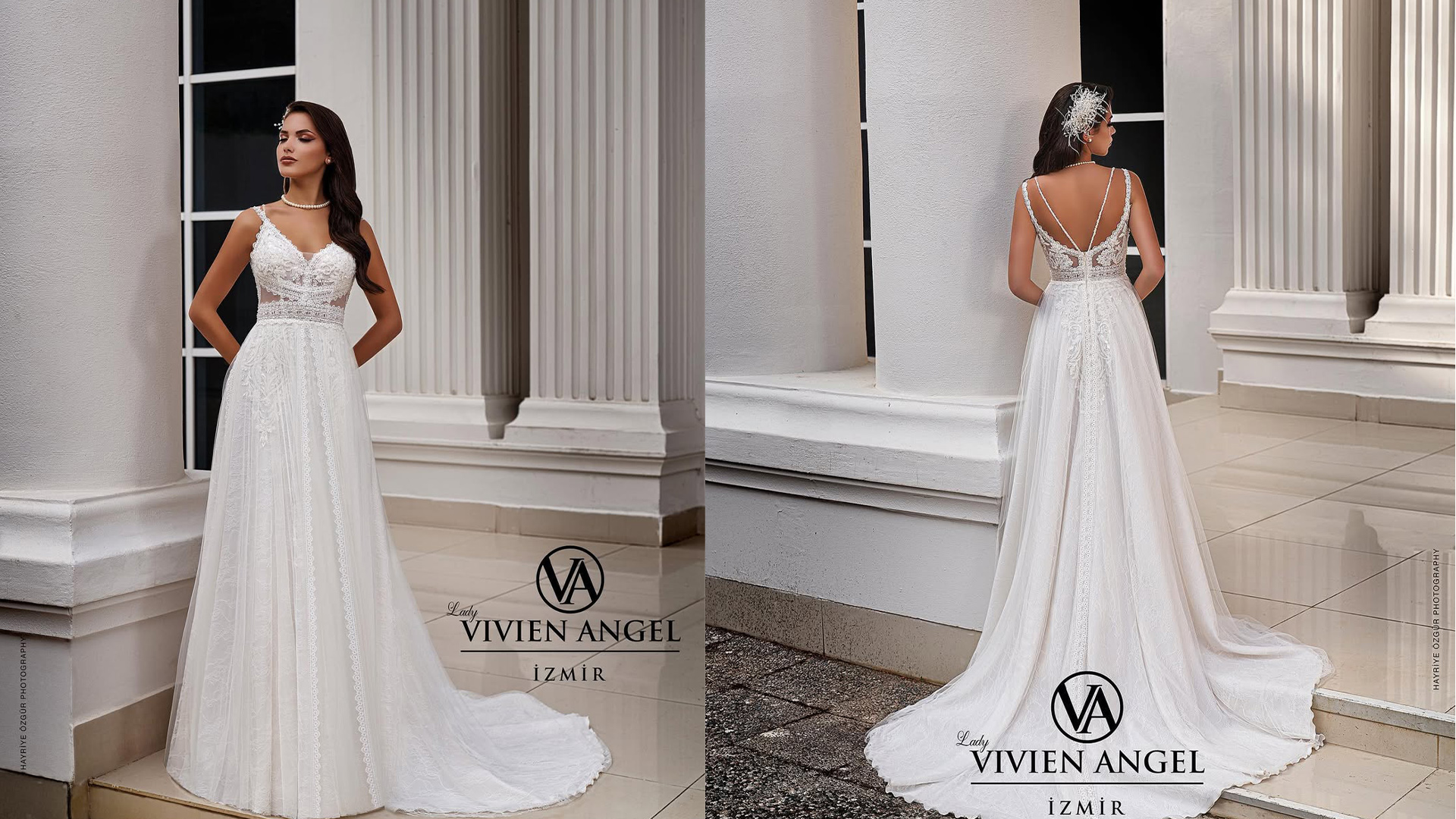 Vivien Angel A Kesim Transparan Detaylı Gelinlik Modeli