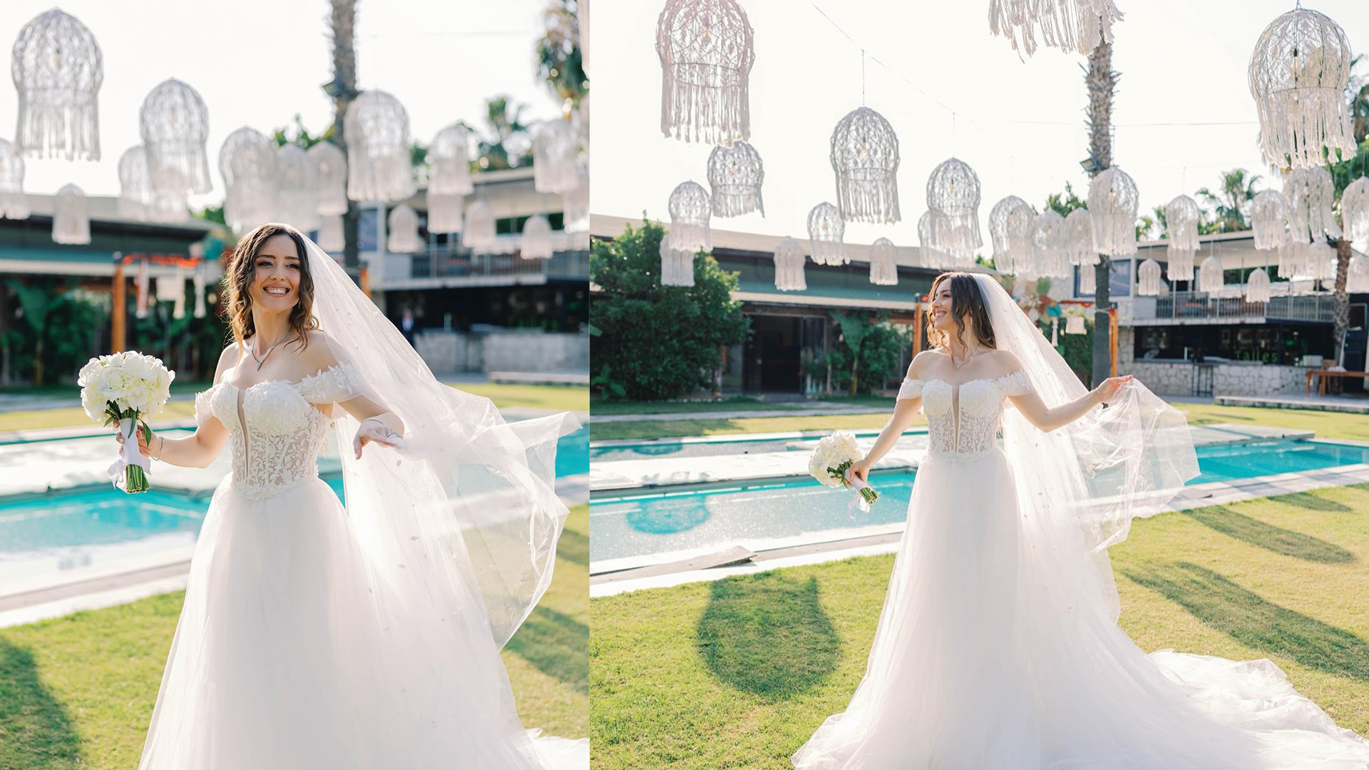 Jeyan Gedik Off-Shoulder A Kesim Gelinlik Modeli