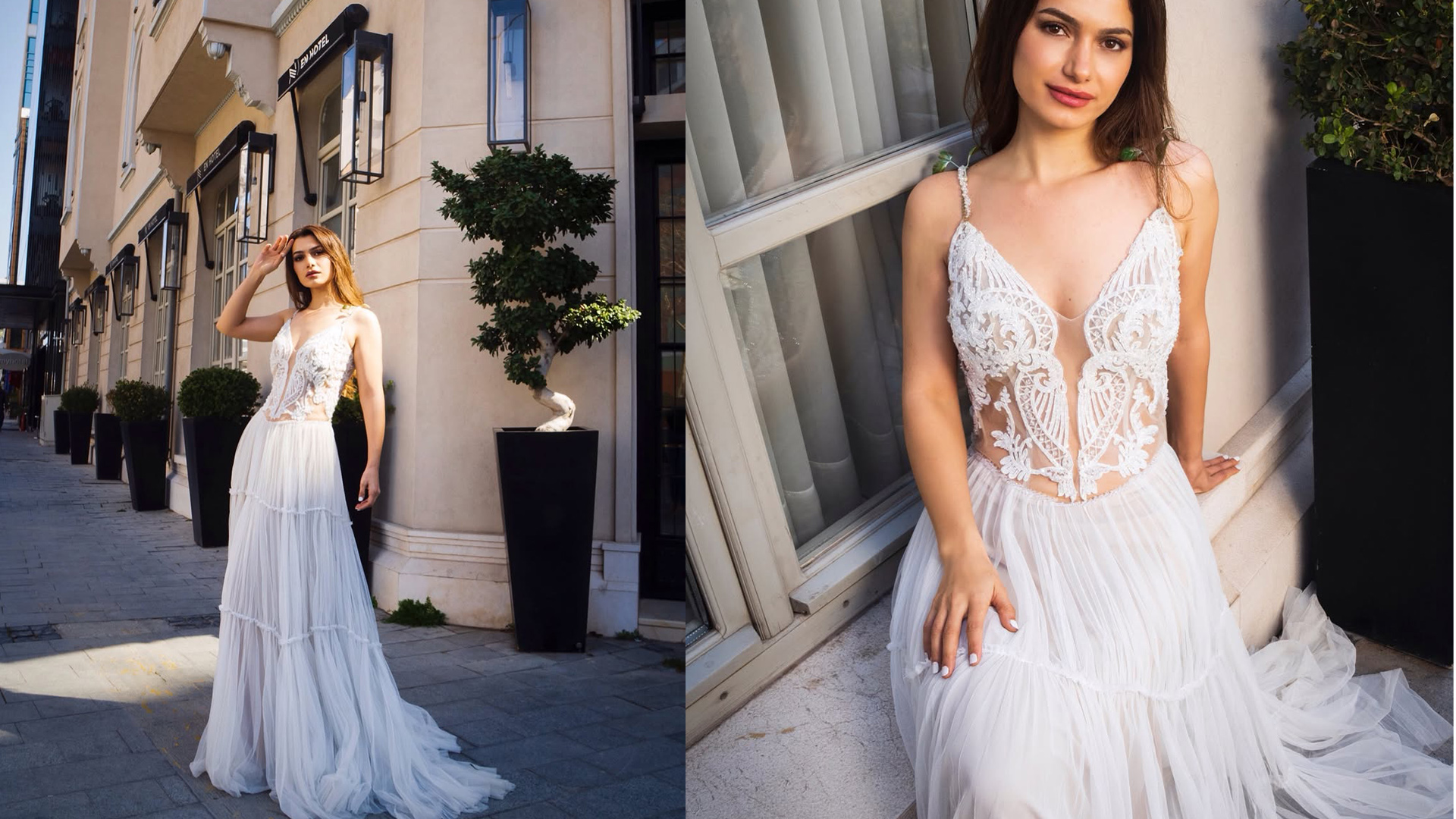 Jeyan Gedik’in Modern-Romantik Transparan Helen Gelinlik Modeli