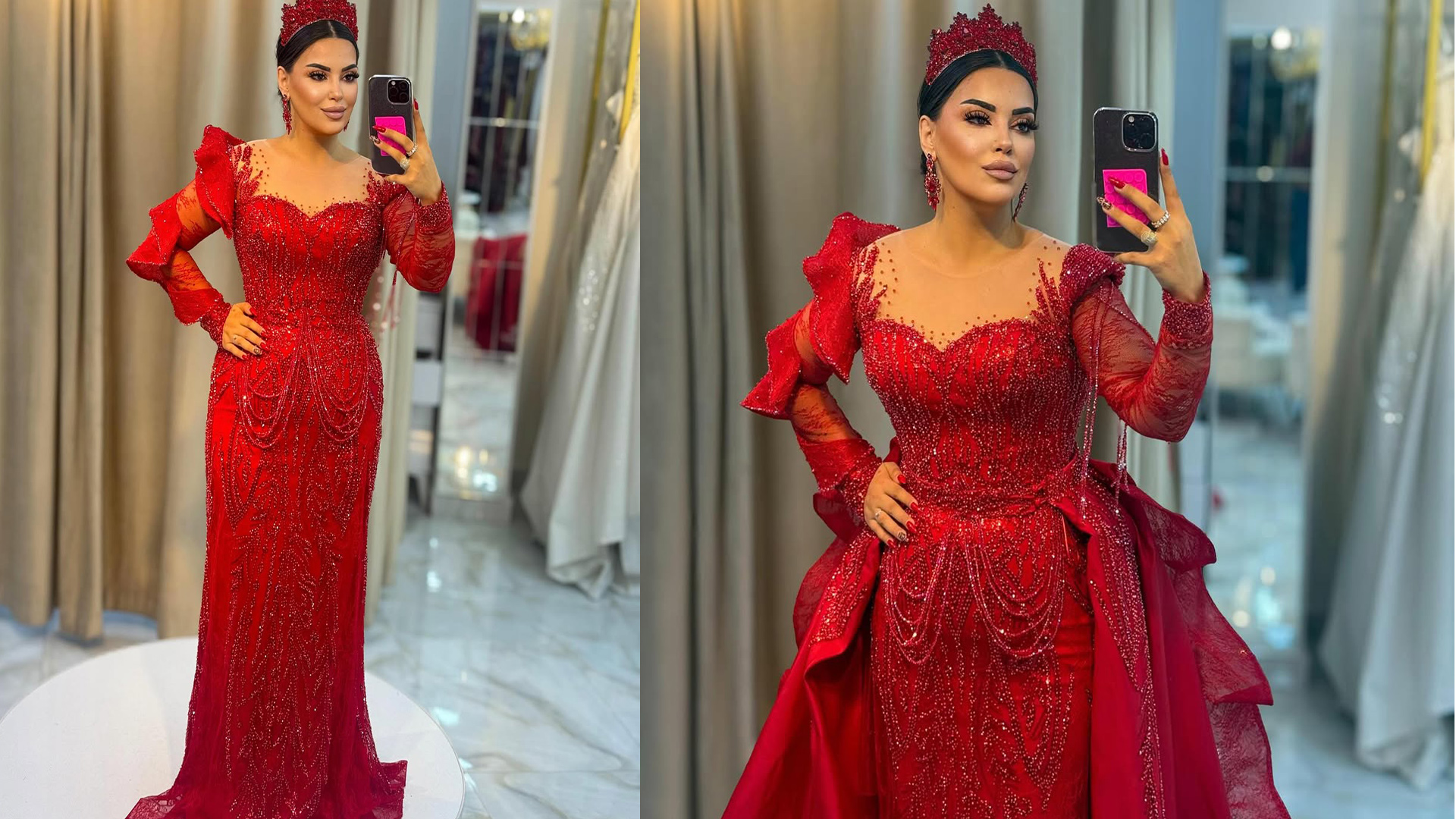 Irmak Spoza’nın Işıltılı Kırmızı Kına Elbisesi