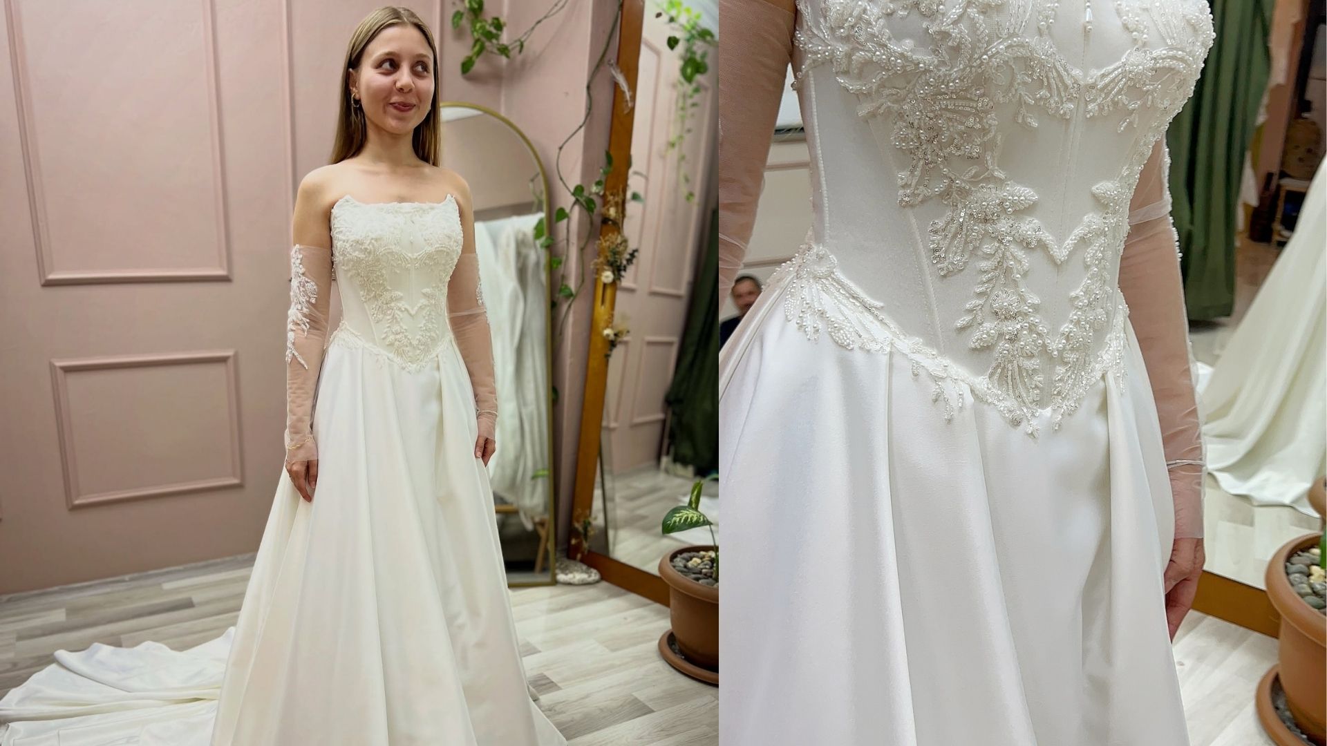Aliko Couture Gelinlik Modeli: Zarif Korse Detayı ve Romantik A Kesim Şıklığı