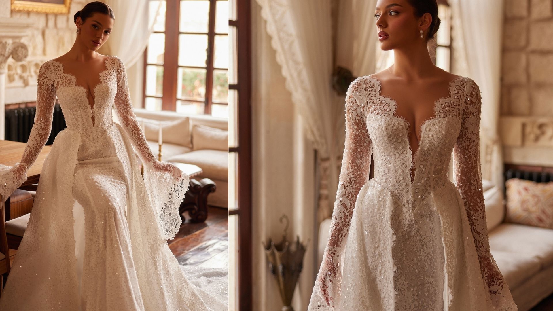 Mediha Cambaz Bridal Dantel Işıltısı: Zarafetiyle Büyüleyen Uzun Kollu Gelinlik Modeli