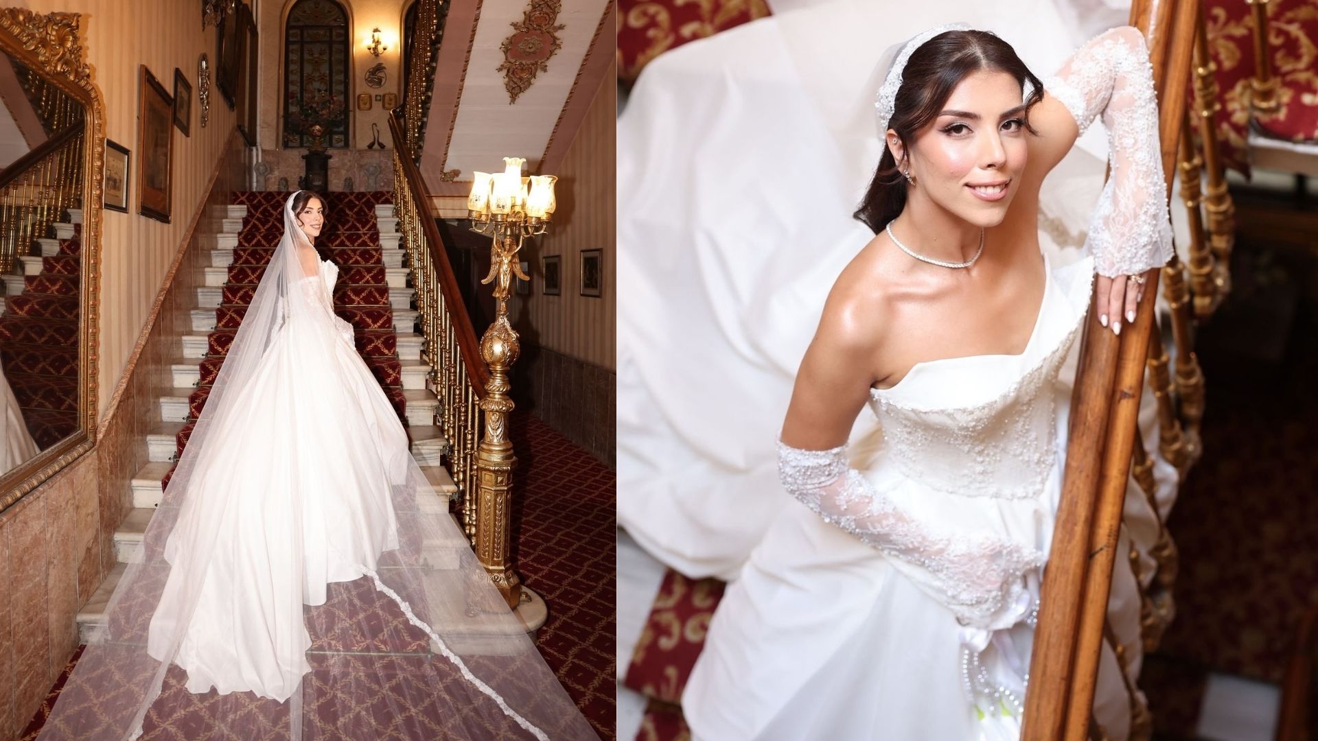 Esra Özcan İmzalı Düşük Omuz Prenses Gelinlik