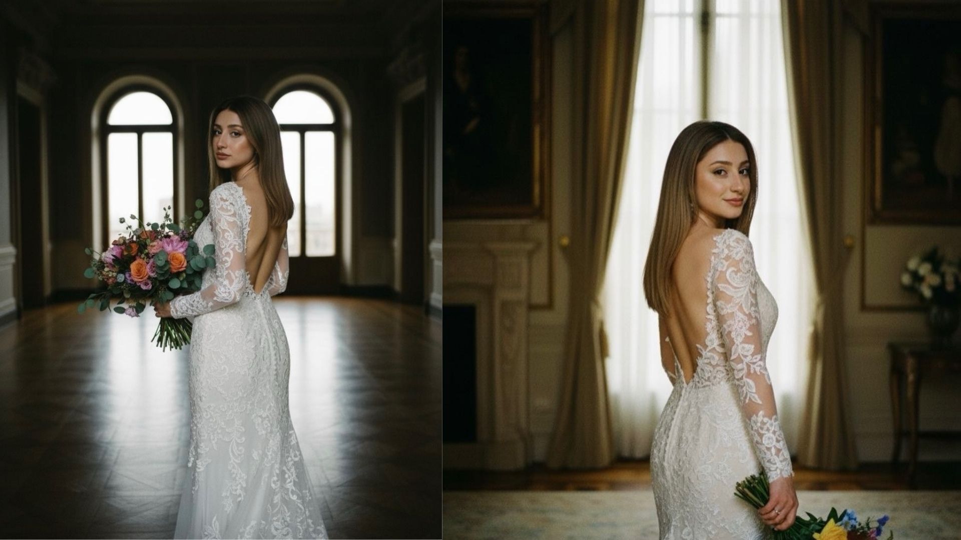 Divelya Moda Evi Dantel Balık Gelinlik: Derin Sırt Dekoltesiyle Zarafetin En Etkileyici Hali