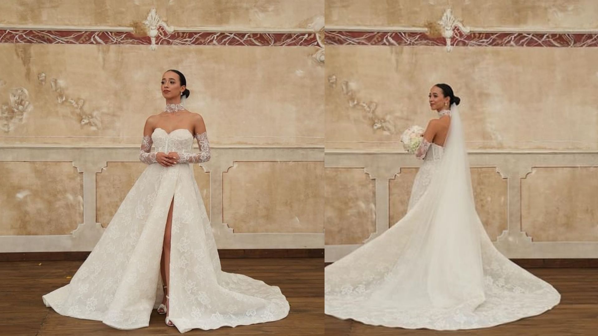 Bursa Pazarı Gelinlik’ten Modern ve Romantik Bir Seçim: Dantel Detaylı A Kesim Yırtmaçlı Gelinlik ile Işıltılı Zarafet