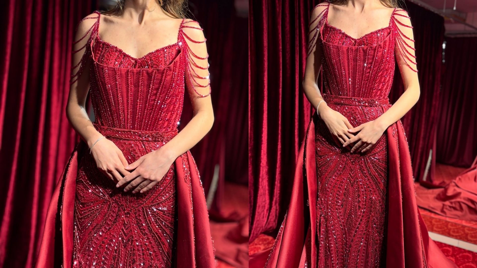 Bordo Taşlı Balık Elbise: Nişan, Kına ve After Party İçin Işıltılı ve İddialı Seçim